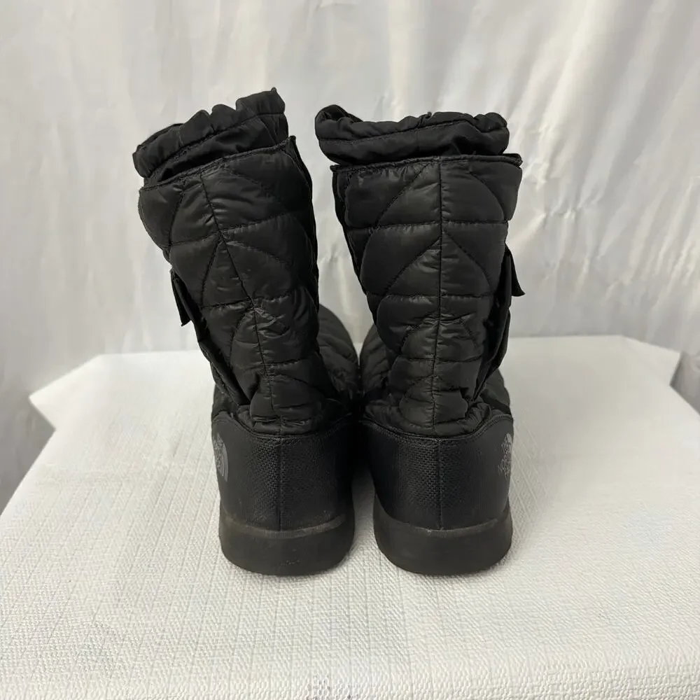The North Face Thermoball Boots Womens 10 Black Pocket Pull On Winter Insulated